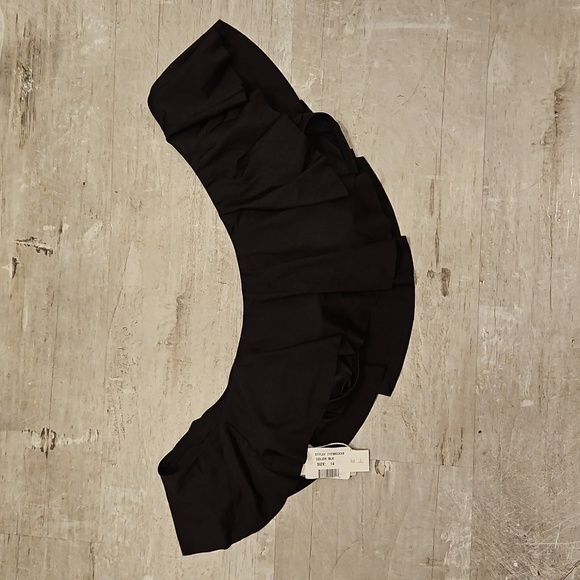 💕TRINA TURK💕 Monaco Solids Off The Shoulder Bandeau Bikini Top ~ Black 14 NWT - Picture 7 of 12